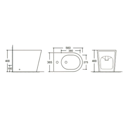 Bidet a pavimento YJ-1380F bianco lucido 36.5x56x40 cm.
