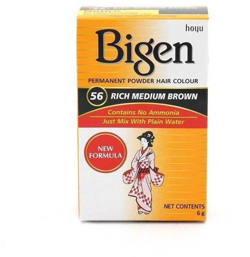 BIGEN POWDER HAIR COLOR NO 56 RICH MEDIUM BROWN COLORE PER CAPELLI.