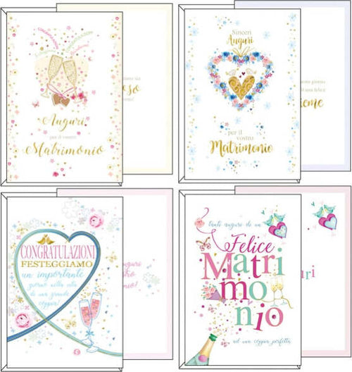 Biglietto auguri - matrimonio - 11 7x17 cm - Kartos [multipack] 12 pezzi Cancelleria e prodotti per ufficio/Carta blocchi e quaderni/Biglietti e cartoncini/Biglietti di auguri Eurocartuccia - Pavullo, Commerciovirtuoso.it
