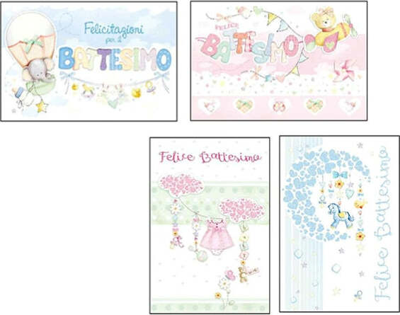 Biglietto auguri Battesimo - 4 soggetti assortiti - Kartos [multipack] 12 pezzi Cancelleria e prodotti per ufficio/Carta blocchi e quaderni/Biglietti e cartoncini/Biglietti di auguri Eurocartuccia - Pavullo, Commerciovirtuoso.it