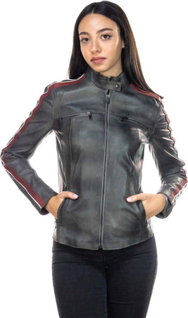 Biker---Biker-Donna-Grigio-in-vera-pelle