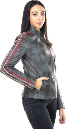 Biker---Biker-Donna-Grigio-in-vera-pelle