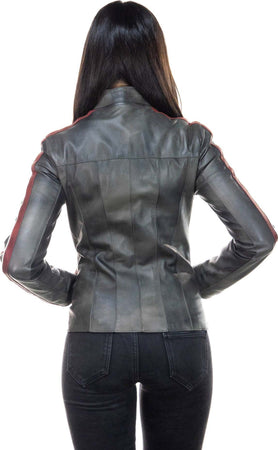 Biker---Biker-Donna-Grigio-in-vera-pelle