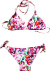 Bikini Bambina Floreale Multi Color Costume da Bagno Due Pezzi Bimba Bianco Rosa Nero Costumino Top e Slip Colorati Fashion Fiori Bimba BIKINI Piccole Canaglie - Tropea, Commerciovirtuoso.it