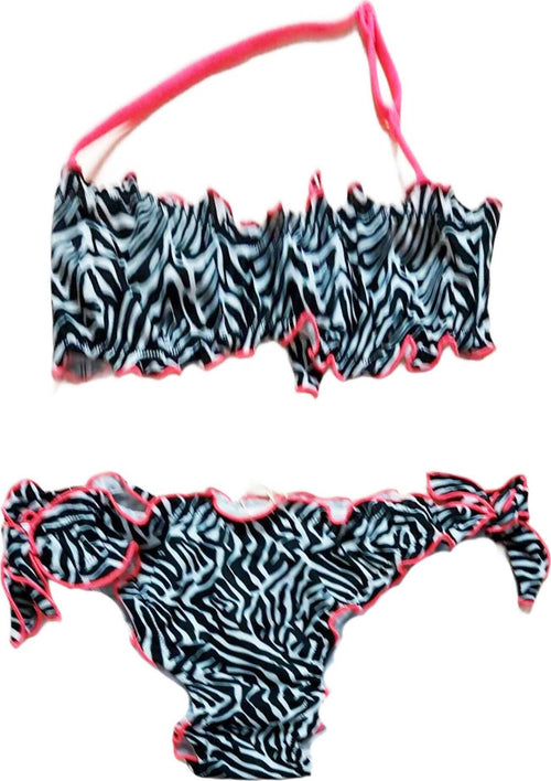 Bikini Bambina Zebrato Costume da Bagno Due Pezzi Bimba Bianco Rosa Nero Costumino Zebra Top e Slip Colorati Fashion Bimba Moda/Bambine e ragazze/Abbigliamento/Mare e piscina/Costumi a due pezzi Piccole Canaglie - Tropea, Commerciovirtuoso.it