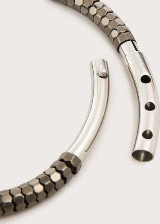 Bikkembergs---Bracciale-grigio-da-uomo-esagoni-e-diamanti