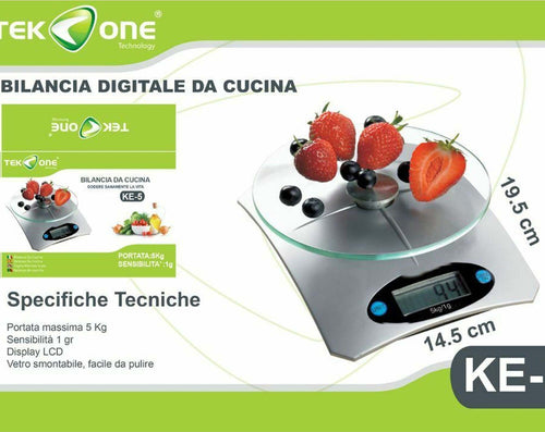 BILANCIA CUCINA DIGITALE TEKONE KE-5 5KG ALIMENTI RIPIANO VETRO PRECISIONE  Trade Shop italia - Napoli, Commerciovirtuoso.it