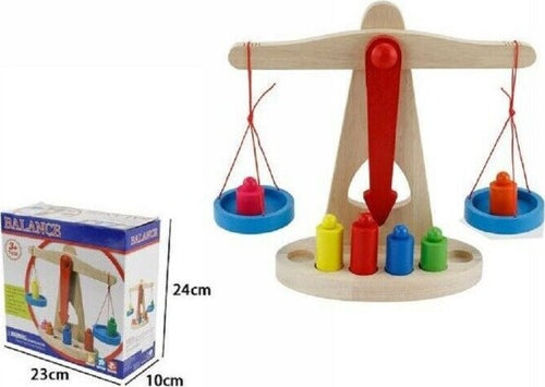Bilancia-In-Legno-Con-Pesi-Colorati-Gioco-Giocattolo-Bambini-Bambino