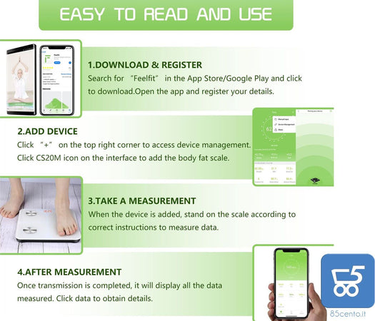 Bilancia Pesapersone Digitale Professionale Impedenziometrica Senza Fili Intelligente per IOS e Android Integrata con 13 Indici di Misurazione Massa Grassa, Massa Magra e Metabolismo Basale - Confezione Rovinata