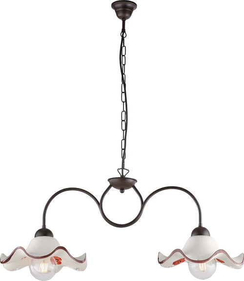 Bilanciere-2-Luci-Anemone-In-Ferro-Laccato-Ruggine-E-Ceramica-Decorata