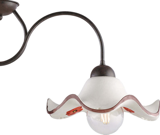 Bilanciere-2-Luci-Anemone-In-Ferro-Laccato-Ruggine-E-Ceramica-Decorata
