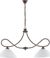 Bilanciere-2-Luci-Dallas-Ferro-Battuto-Nero-E-Ruggine-Vetro-Bianco