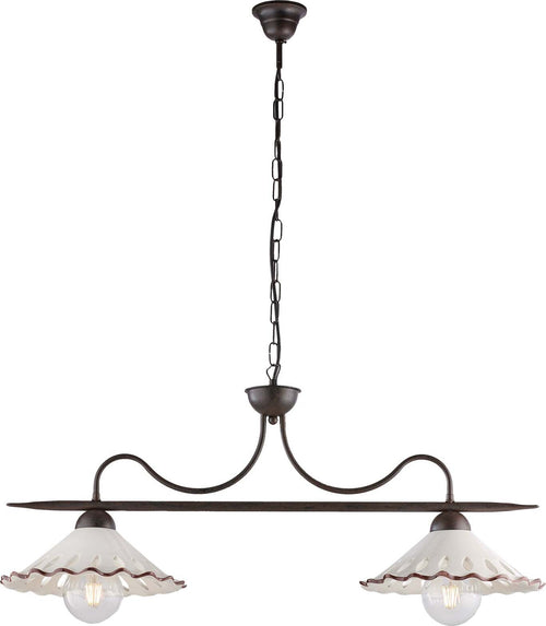 Bilanciere-2-Luci-Osteria-In-Ferro-Nero-Ruggine-E-Coppe-In-Ceramica-Decorata