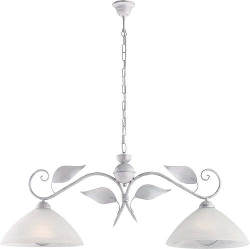 Bilanciere-Classico-Esse-2-Luci-Ferro-Battuto-E-Vetro-Bianco-E-Argento