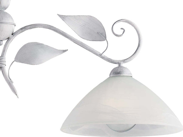 Bilanciere-Classico-Esse-2-Luci-Ferro-Battuto-E-Vetro-Bianco-E-Argento
