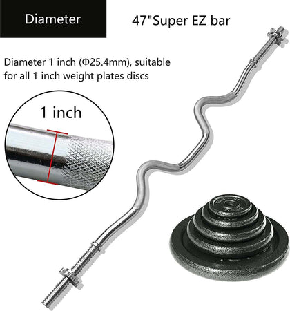 Bilanciere Curl Curvo Ondulato 150cm Con Ferma Dischi Per Sollevamento Pesi Sport e tempo libero/Fitness e palestra/Potenziamento muscolare/Pesi e accessori/Manubri Trade Shop italia - Napoli, Commerciovirtuoso.it