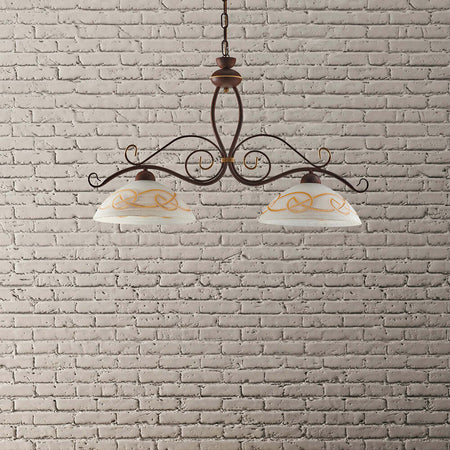 Bilanciere-Rustico-2Luci-Ferro-Battuto-Nero-e-Ruggine-Vetro-Ambra-Serie-Faraone
