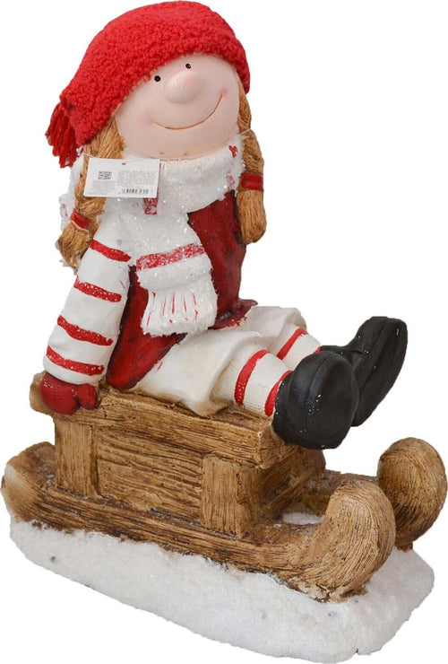 Bimba su slittino h 40 cm decorazione natalizia in poliresina rosso statuina Casa e cucina/Decorazioni per interni/Addobbi e decorazioni per ricorrenze/Decorazioni natalizie/Schiaccianoci MagiediNatale.it - Altamura, Commerciovirtuoso.it