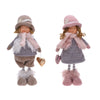 Bimbo con cappello buffo decorazione natalizia in tessuto Rosa e Grigio h 36