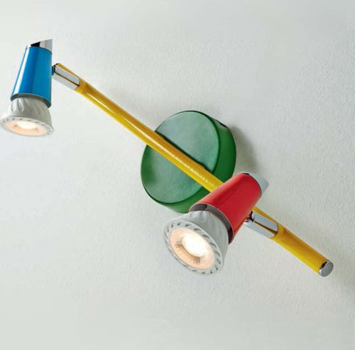 Binario-Illuminando-KOLOR-2-GU10-LED-faretti-colorato-orientabile-snodabile-metallo-verde-rosso-azzurro-interno