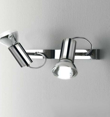 Binario-Illuminando-MAGNUM-2-LED-E27-R80-10W-3000°K-spot-orientabile-moderno-metallo-cromo-bianco-interno