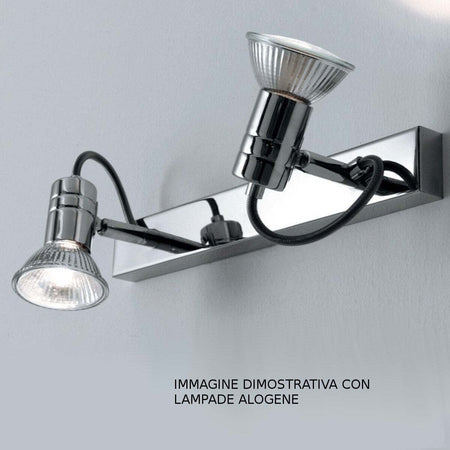 Binario-Illuminando-ZELIG-2-GU10-LED-7W-3000°K-faretti-orientabili-moderni-metallo-cromo-bianco-interno