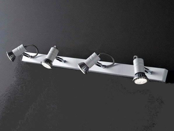 Binario-Illuminando-ZELIG-4-GU10-LED-7W-3000°K-Spot-orientabili-moderno-metallo-cromo-bianco-interno