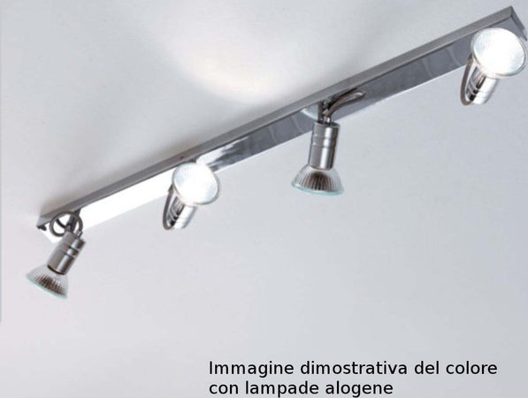Binario-Illuminando-ZELIG-4-GU10-LED-7W-3000°K-Spot-orientabili-moderno-metallo-cromo-bianco-interno