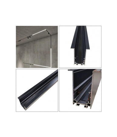 Binario Magnetico Nero 2mt 48v Da Incasso Per Faretti Led Con Copertura Tk670-2m