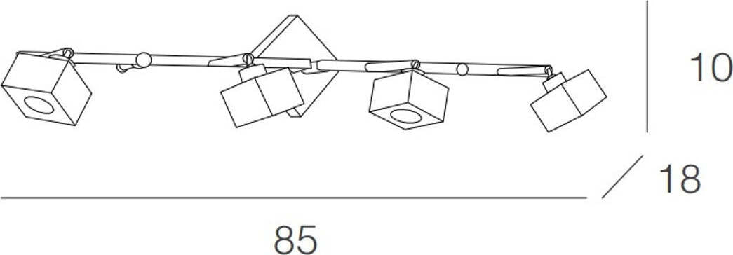 Binario-moderno-Top-Light-METROPOLITAN-1047-F4-G9-LED-metallo-vetro-orientabile-soffitto-parete