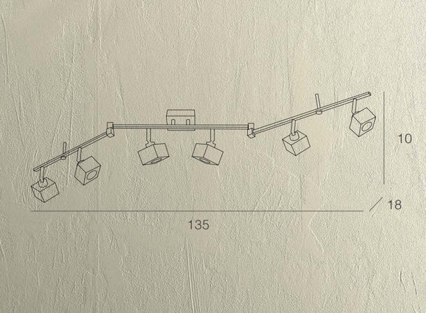 Binario-moderno-Top-Light-METROPOLITAN-1047-F6-G9-LED-metallo-vetro-orientabile-soffitto-parete