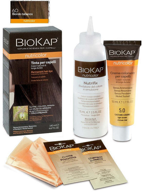 Biokap nutricolor 6,0 biondo tabacco tinta tubo + flacone