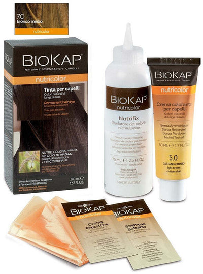 Biokap nutricolor 7,0 biondo medio tinta tubo + flacone