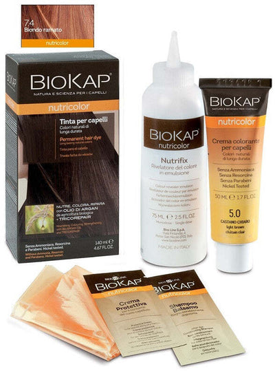 Biokap nutricolor 7,4 new biondo ramato tinta tubo + flacone