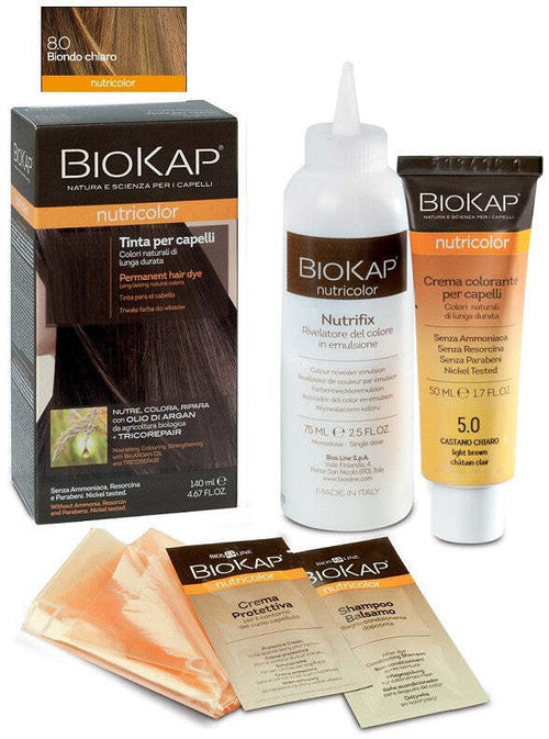 Biokap nutricolor 8,0 new biondo chiaro tinta tubo + flacone