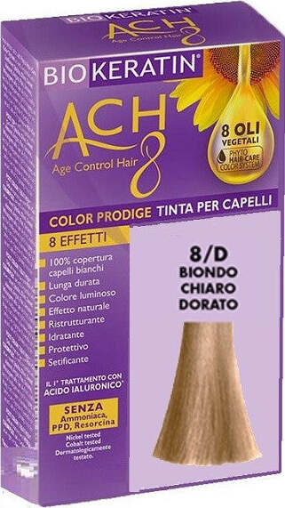 BIOKERATIN-ACH8-Tinta-per-Capelli-Biondo-Chiaro-Dorato-8/D-200-gr-Dietalinea