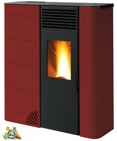 Biotermika Stufa a Pellet Bio Gs 110 Slim 26 Cm - 10 Kw Stufa a Pellet Con Uscita Fumi Superiore, Laterale Dx, Posteriore Dx