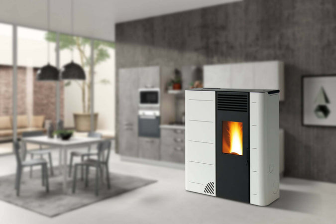 Biotermika Stufa a Pellet Bio Gs 110 Slim 26 Cm - 10 Kw Stufa a Pellet Con Uscita Fumi Superiore, Laterale Dx, Posteriore Dx