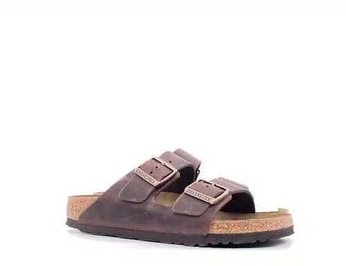 BIRKENSTOCK ARIZONA HABANA BS Ciabatta unisex in pelle ingrassata waxy leather marrone con fibbie bronzo