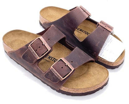 BIRKENSTOCK ARIZONA HABANA BS Ciabatta unisex in pelle ingrassata waxy leather marrone con fibbie bronzo