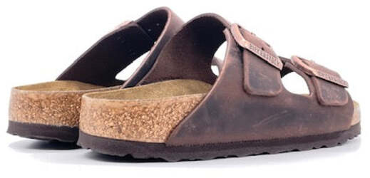 BIRKENSTOCK ARIZONA HABANA BS Ciabatta unisex in pelle ingrassata waxy leather marrone con fibbie bronzo