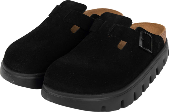 BIRKENSTOCK-Boston-Chunky-suede-leather-sandal-in-black-da-donna