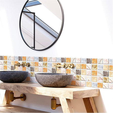 pacco da 4 Pannelli 3D Autoadesivi in PVC 30X30cm vari decori ultrarealistici ideali per bagni e cucine - Eternal Parquet
