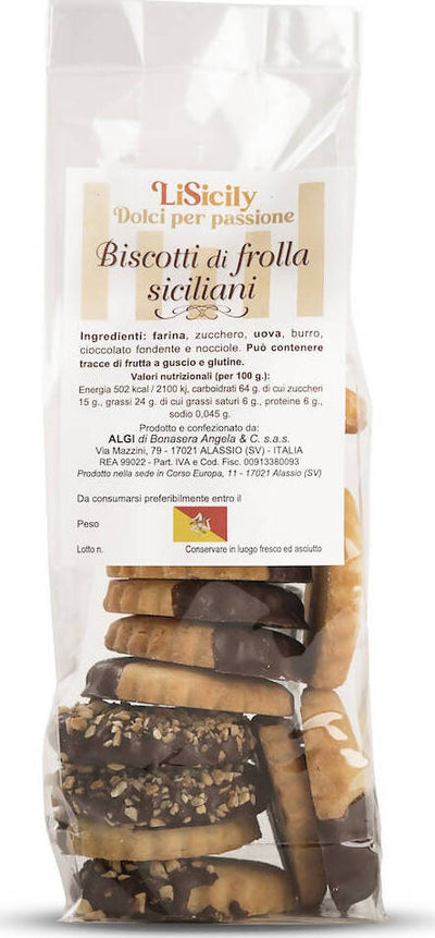 Biscotti pasta frolla Siciliani Glassa al Cioccolato Biscotti Frollini 500gr Fatti a Mano Artigianali Made in Italy alimentari LiSicily dolci per passione - Alassio, Commerciovirtuoso.it