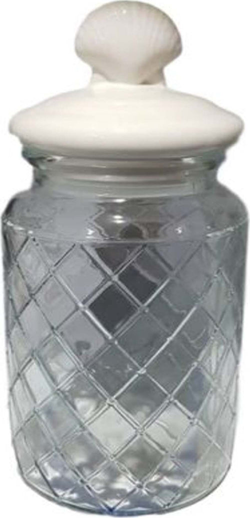 BISCOTTIERA BARATTOLO IN VETRO 1 LT CON TAPPO COPERCHIO CERAMICA CONCHIGLIA Casa e cucina/Organizzazione interni/Contenitori e barattoli da cucina/Conservazione cibi/Biscottiere Trade Shop italia - Napoli, Commerciovirtuoso.it