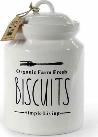 Biscottiera Barattolo Per Biscotti Muffin Dolci In Ceramica Bianca Con Scritte Casa, arredamento e bricolage > Cucina > Barattoli e Contenitori Trade Shop italia - Napoli, Commerciovirtuoso.it