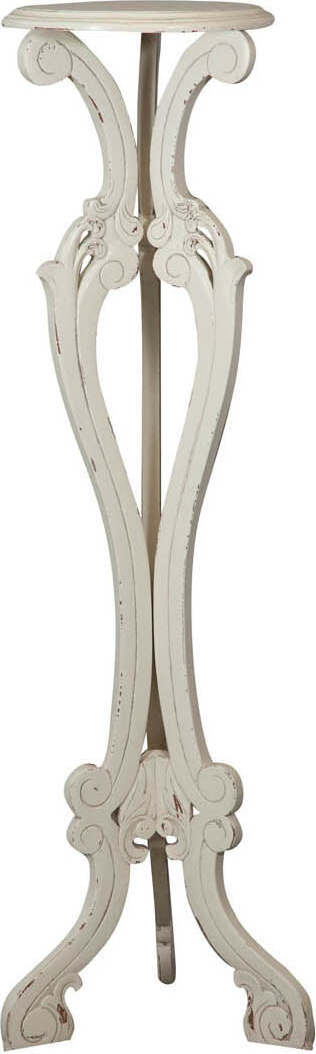 Biscottini-Alzatina-portavaso-in-legno-massello-di-mogano-finitura-bianca-anticata-40x40x133-cm