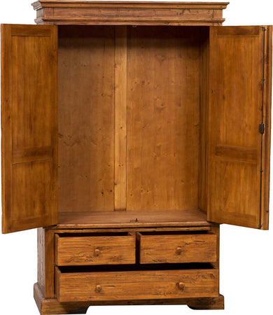 Biscottini-Armadio-Country-in-legno-massello-di-tiglio-finitura-noce-L120xPR59xH197-cm.-Made-in-Italy