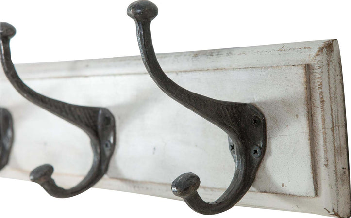 Biscottini-Attaccapanni-da-parete-in-legno-massiccio-e-ferro-forgiato-a-mano-finitura-bianco-anticato-60x12x16-cm