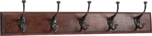 Biscottini-Attaccapanni-da-parete-in-legno-massiccio-e-ferro-forgiato-a-mano-finitura-noce-76x13x22-cm